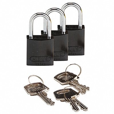 K7467 Lockout Padlock KA Black 1-7/16 H PK3