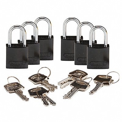 K7468 Lockout Padlock KA Black 1-7/16 H PK6