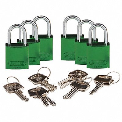 K7941 Lockout Padlock KD Green 1-7/16 H PK6