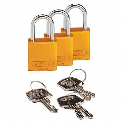 K7467 Lockout Padlock KA Yellow 1-7/16 H PK3