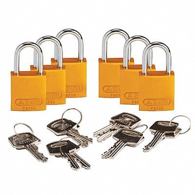 K7468 Lockout Padlock KA Yellow 1-7/16 H PK6