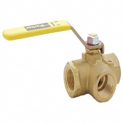 Ball Valve 1/4 in 3-Way Brass