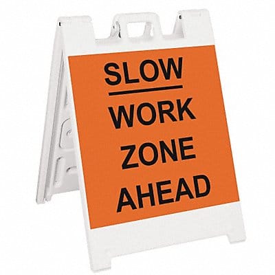 Barricade Sign Slow Work Zone Ahead