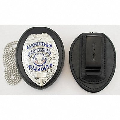 Badge Holder Universal Black Leather