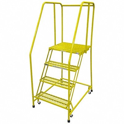 Rolling Ladder Steel 70In. H. Yellow