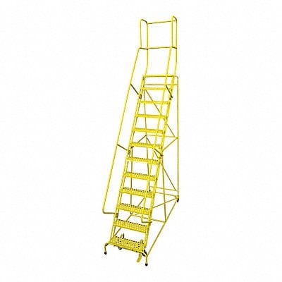 Rolling Ladder Steel 162In. H. Yellow