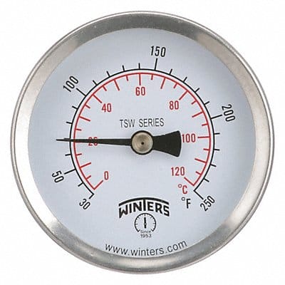 Thermometer Analog 30-250 deg 1/2 NPT