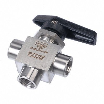 Ball Valve 1-Piece 3-Way 1/4in 3000 psi