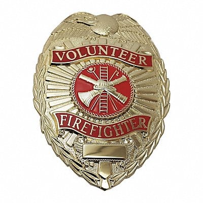 Metal Badge Volunteer Firefighter - Oval