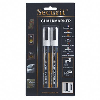 Chalk Marker Fine White PK2