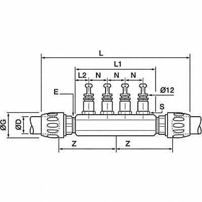 Port Manifold Brass 4Outlets 10.66 L