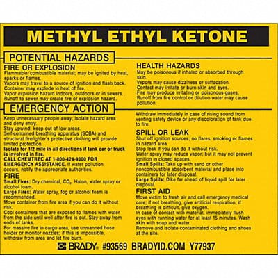 Chemical Label 3-3/4inHx4-1/2inW PK25