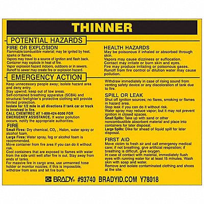 Chemical Label 3-3/4inHx4-1/2inW PK25