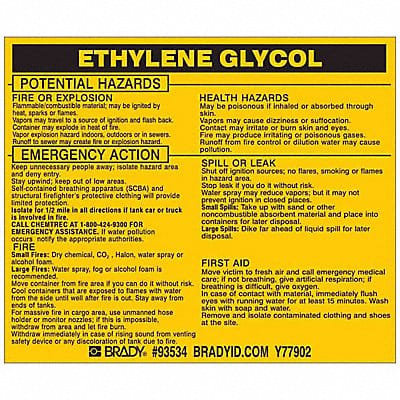 Chemical Label 3-3/4inHx4-1/2inW PK25