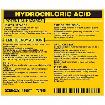 Chemical Label 3-3/4inHx4-1/2inW PK25