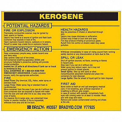 Chemical Label 3-3/4inHx4-1/2inW PK25