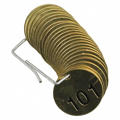 Numbered Tag Set Brass 1 1/2in W PK25