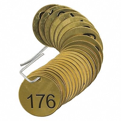 Numbered Tag Set Brass 1 1/2in W PK25