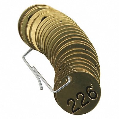 Numbered Tag Set Brass 1 1/2in W PK25