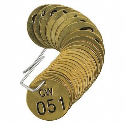 Numbered Tag Set Brass 1 1/2in W PK25