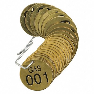 Numbered Tag Set Brass 1 1/2in W PK25