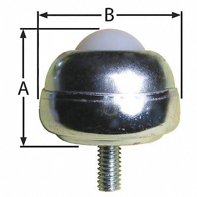 Ball Transfer Threaded Stud 1 Ball Dia.