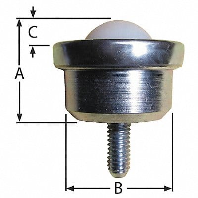 Ball Transfer Threaded Stud 1 Ball Dia.