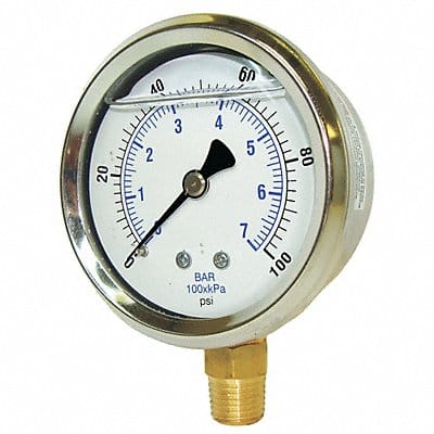 Pressure Gauge Liquid Filled 0 to 300psi