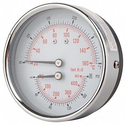 Boiler Gauge Round 0-200 psi 80 to 320F