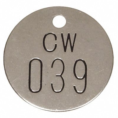 Numbered Valve Tag Silver PK25