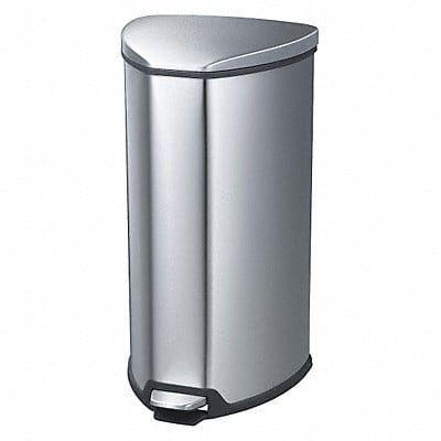 Wastebasket Half Round 10 gal Silver