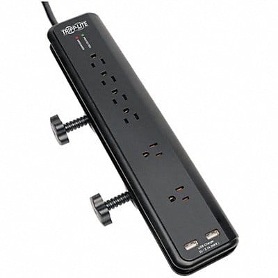 Surge Protector Strip 6 Outlet Black