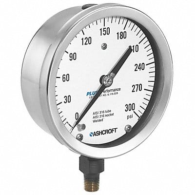 Pressure Gauge Process 1/4in NPT Silver