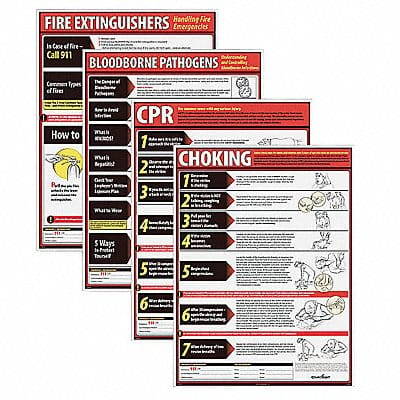 Poster Kit Eng Fire Ext/CPR/BBP/Choking