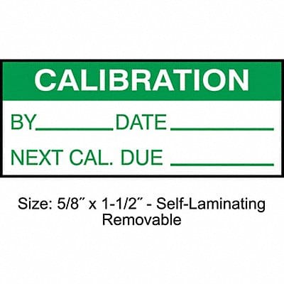 Calibration Label ENG Green/White PK350