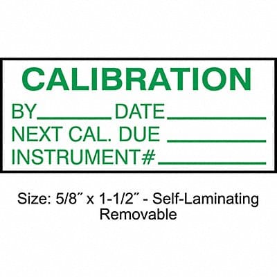 Calibration Label ENG Green/White PK350