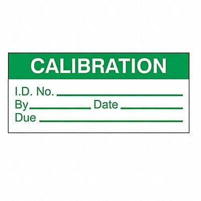 Calibration Label ENG Green/White PK250