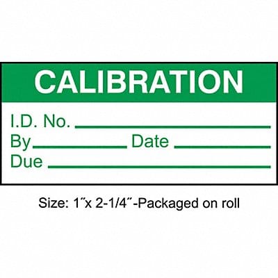 Calibration Label ENG Green/White PK250