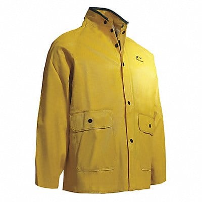 Collared Rain Jacket Yelw Ribbed PVC L