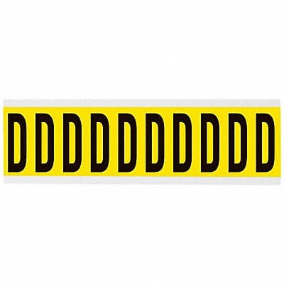 Letter Label D 8inW Black/Yellow Vinyl