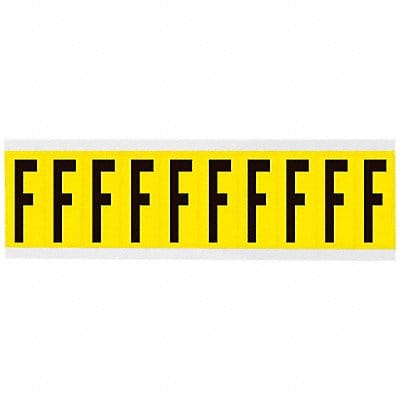 Letter Label F 8inW Black/Yellow Vinyl