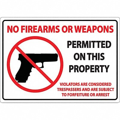 Concealed Carry Sign 7in x 10in Plastic