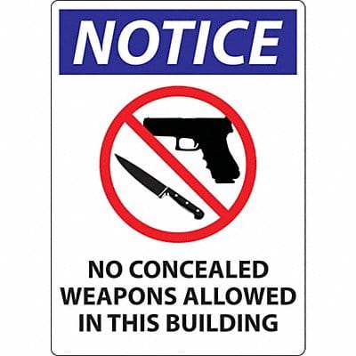 Concealed Carry Sign 14in x 10in Plastic