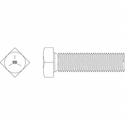 Square Head Bolt Fastener L 1 in PK50