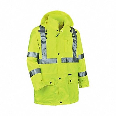 D2323 Rain Jacket w/Hood Hi-Vis Lime S