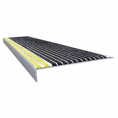 Stair Tread Blk/Ylw 48in W Extruded Alum