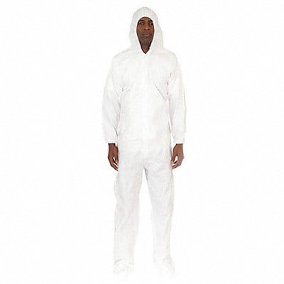 Hooded Coverall w/Boots White L PK25