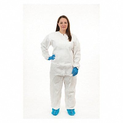 Collared Coverall Elastic White 3XL PK25