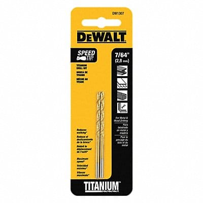 Drill Bits Split Pt Titanium 7/64 PK2