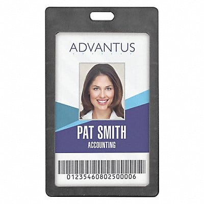 Vertical Rigid ID Badge Holder Blk PK6